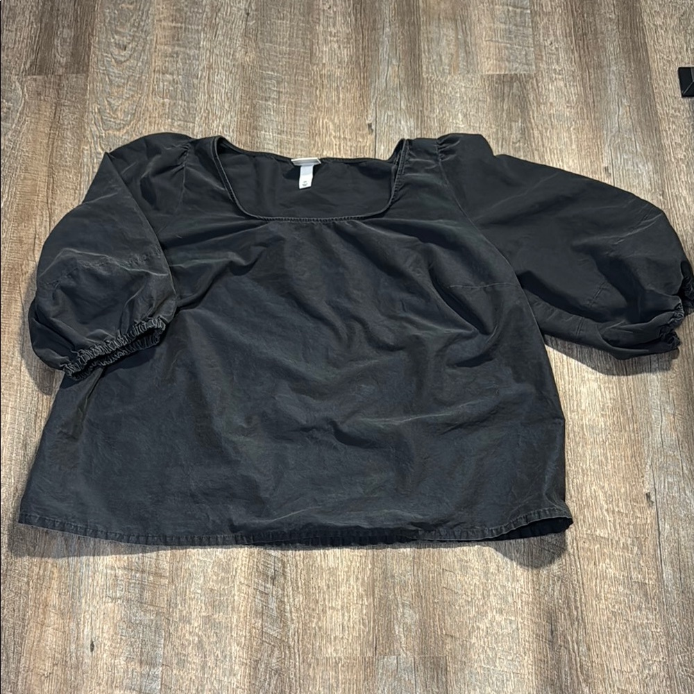 Ava & Viv Charcoal Puff Sleeve Top